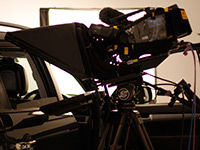 tripod-mounted camera